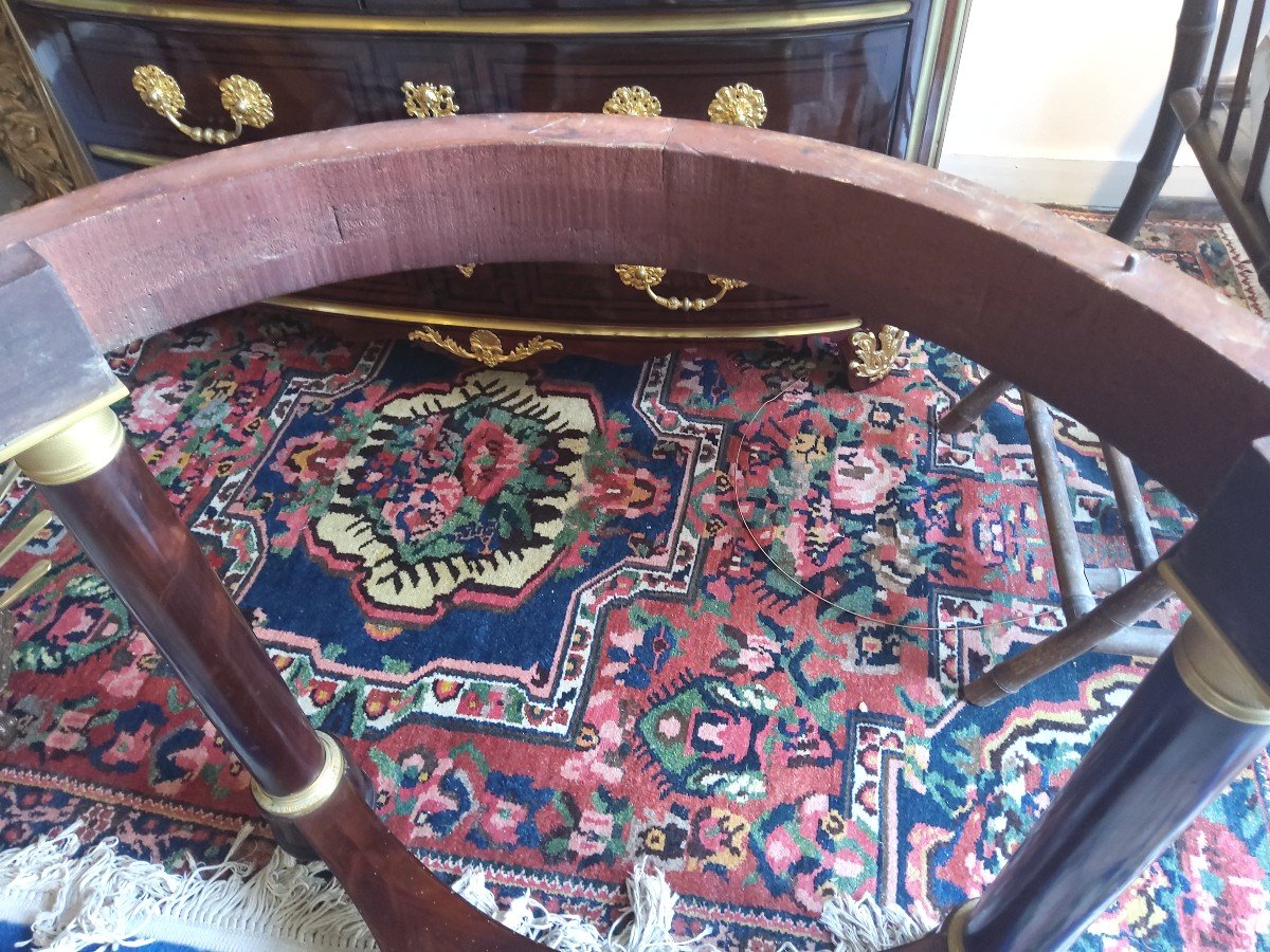 Empire Period Pedestal Table In Mahogany With Black Belgian Marble Top-photo-5